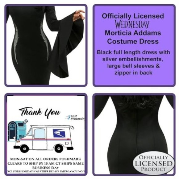 Morticia Addams Womens Costume Deluxe Costume Medium  🆕SHIPS FAST😮‍💨⚡🚚 - Picture 14 of 15